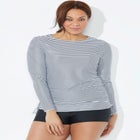 Chlorine Resistant Side-Tie Long Sleeve Swim Shirt Rash Guard image number null