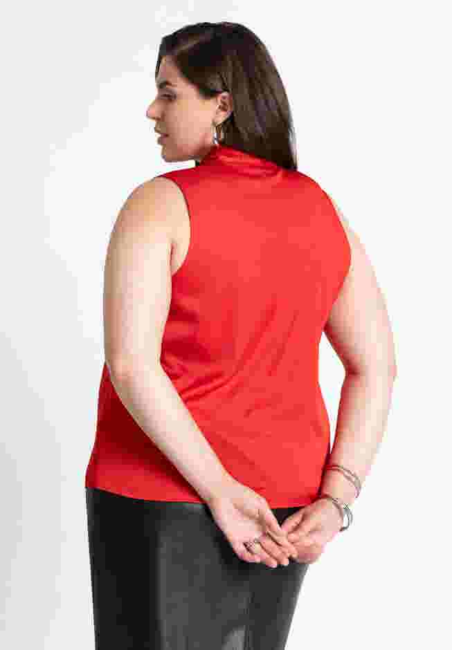 Sleeveless Satin Bow Blouse image number 1