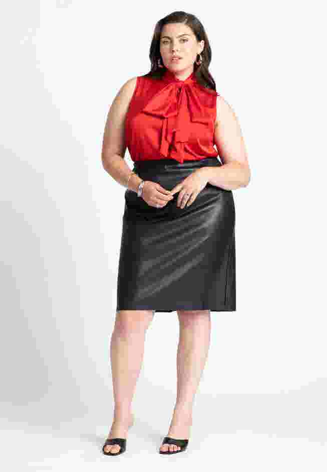 Sleeveless Satin Bow Blouse image number 2