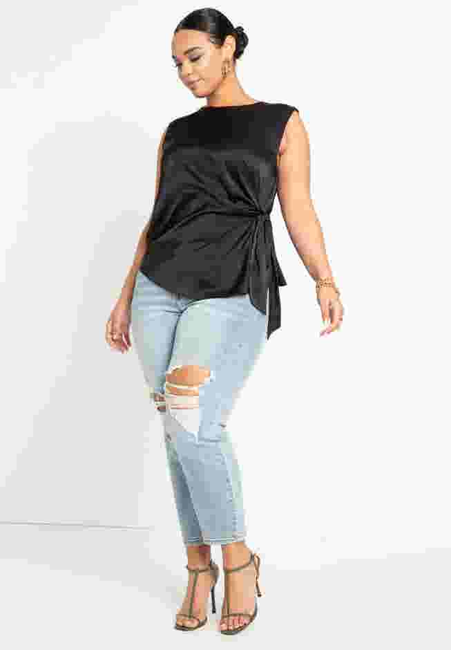 Tie Side Satin Tank image number 3