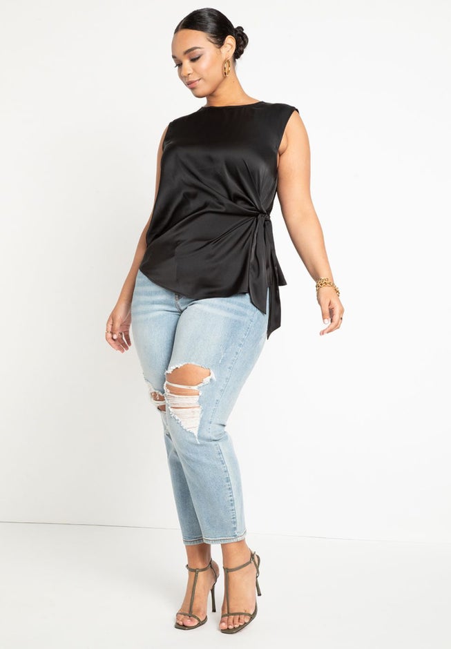 Tie Side Satin Tank image number 3
