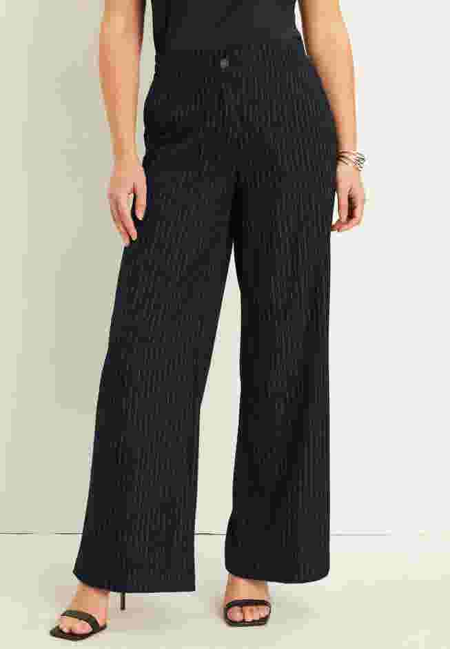 Metallic Pinstripe Curvie Fit Wide-Leg Pants image number 0