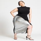 Funnel Neck Knit Dress With Sequin image number null