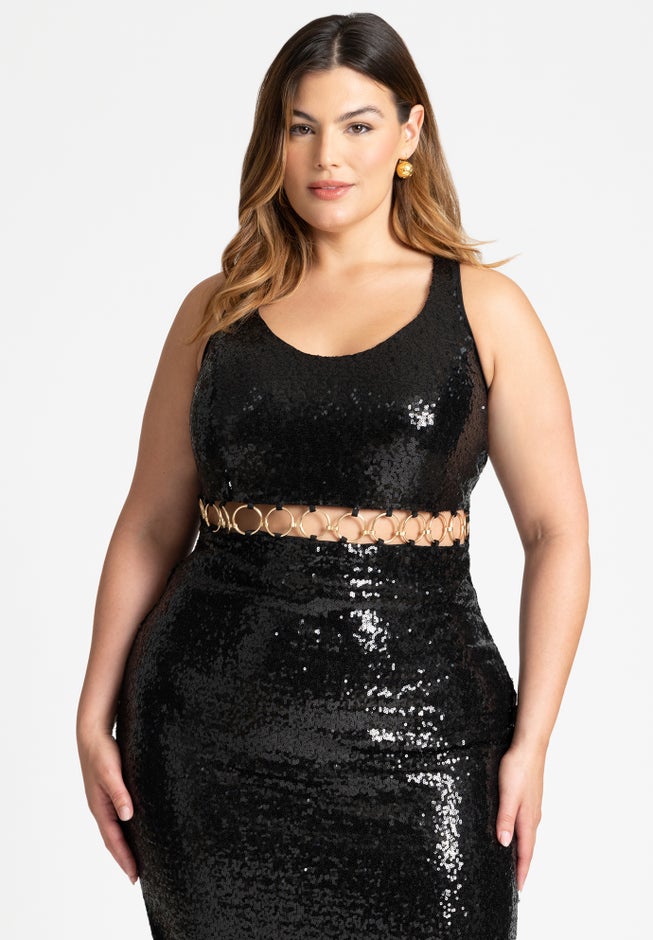 Sequin Dress W Hardware Detail image number null
