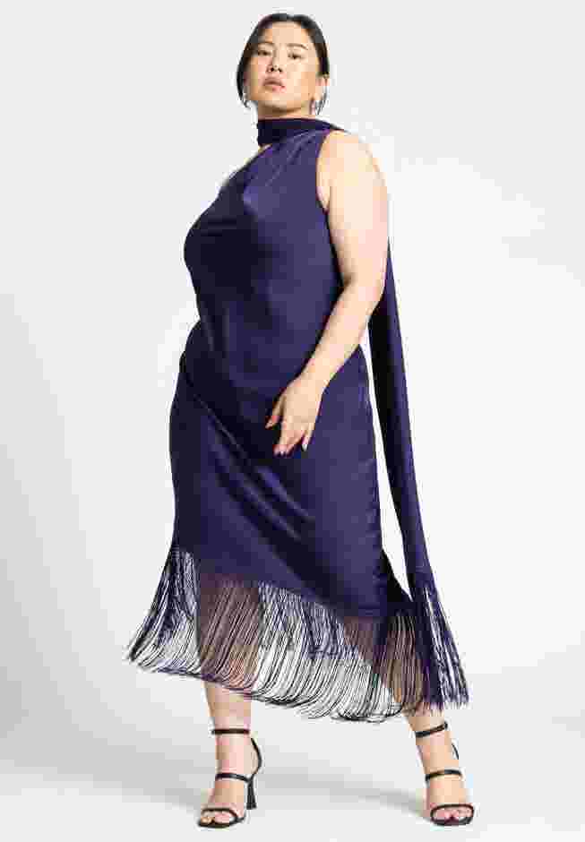 Scarf Neck Fringe Dress image number 1