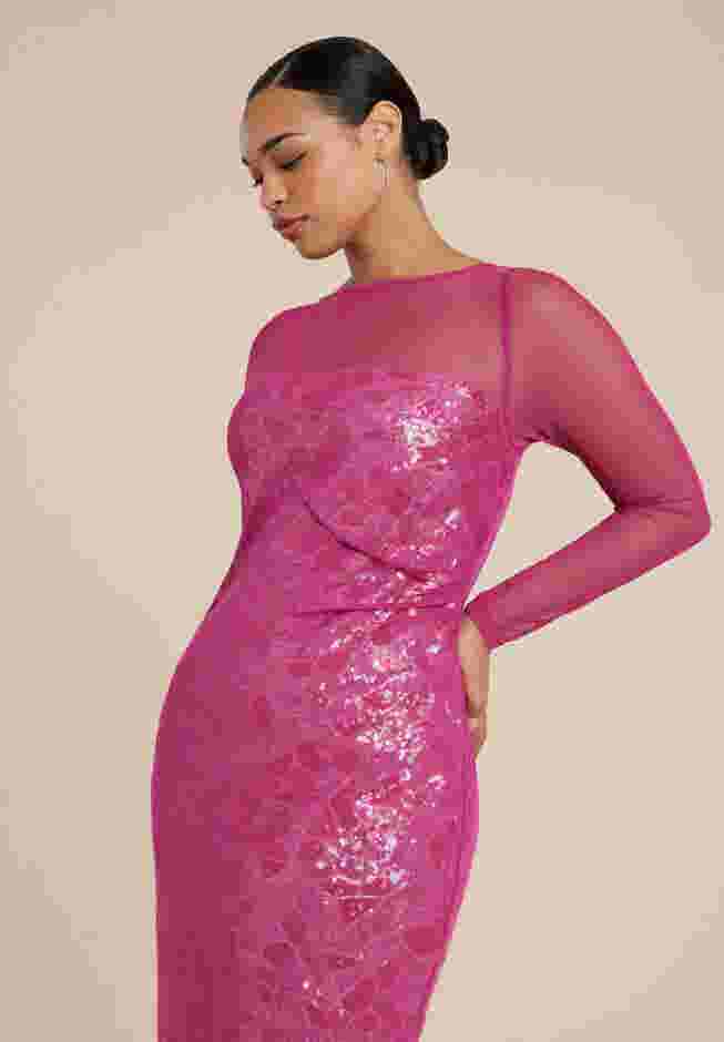 Sequin Dress With Sheer Layer image number 1