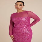 Sequin Dress With Sheer Layer image number null