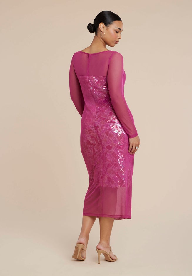 Sequin Dress With Sheer Layer image number 4