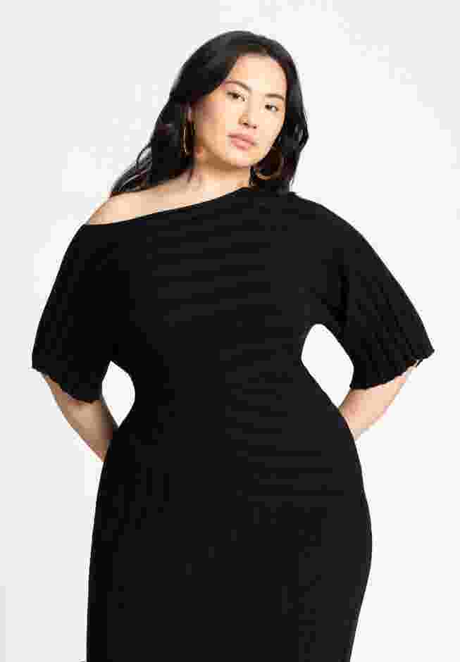 Mixed Directional Rib Midi Dress image number 2
