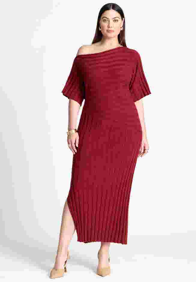 Mixed Directional Rib Midi Dress image number 1