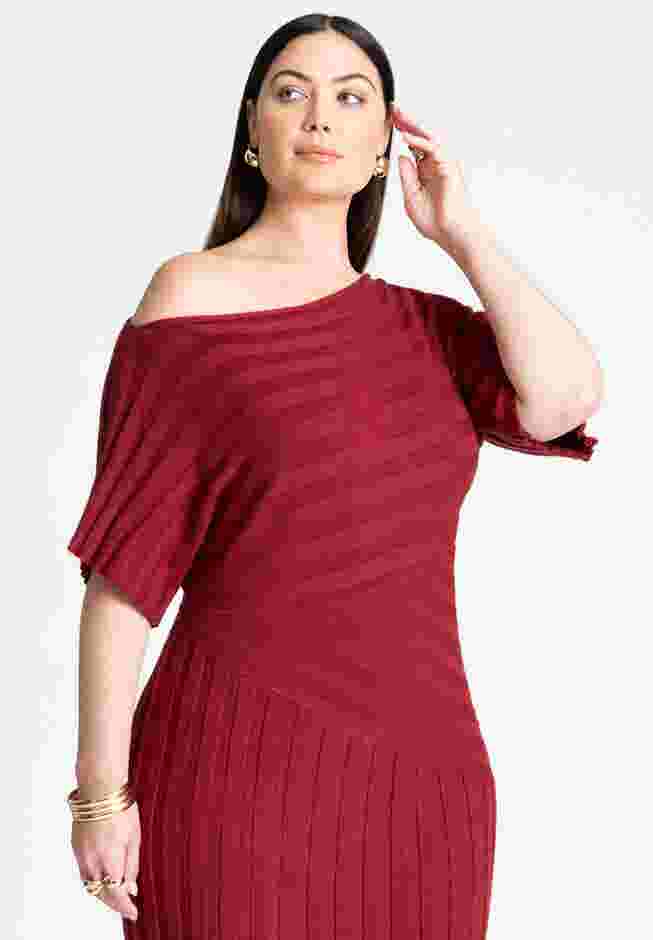 Mixed Directional Rib Midi Dress image number 3