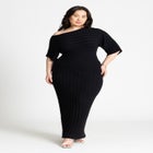 Mixed Directional Rib Midi Dress image number null