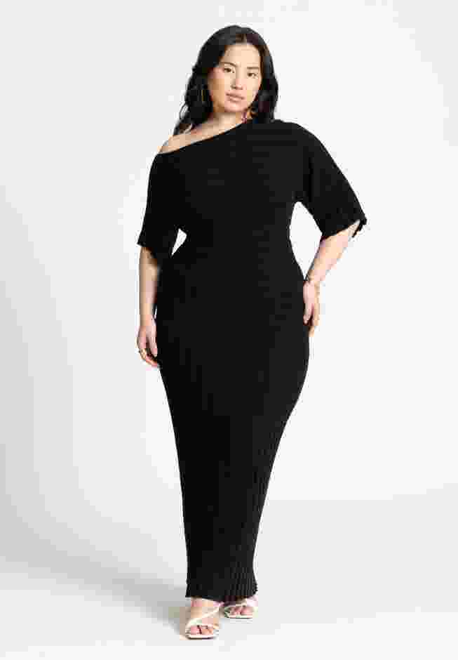 Mixed Directional Rib Midi Dress image number 0