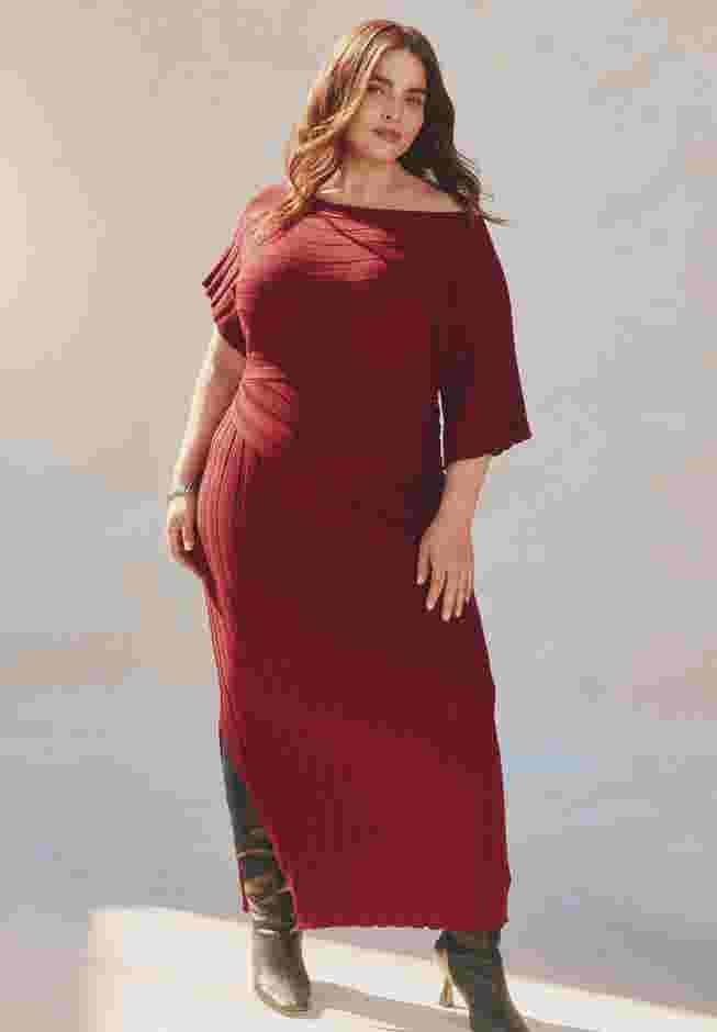 Mixed Directional Rib Midi Dress image number 0