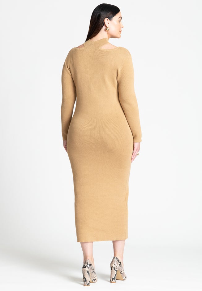 Keyhole Midi Sweater Dress image number null