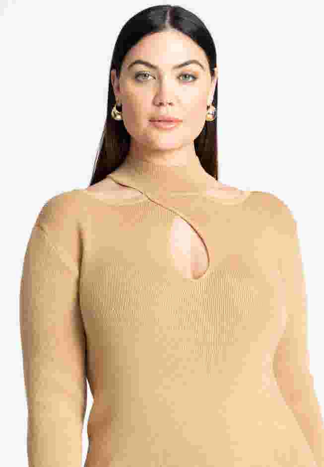 Keyhole Midi Sweater Dress image number 2