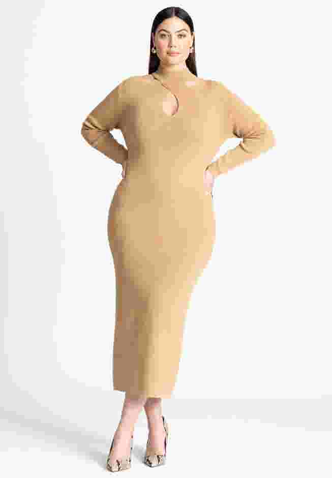 Keyhole Midi Sweater Dress image number 0