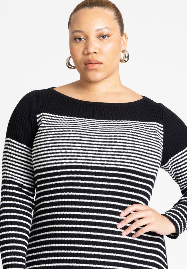 Striped Sweater Dress image number null
