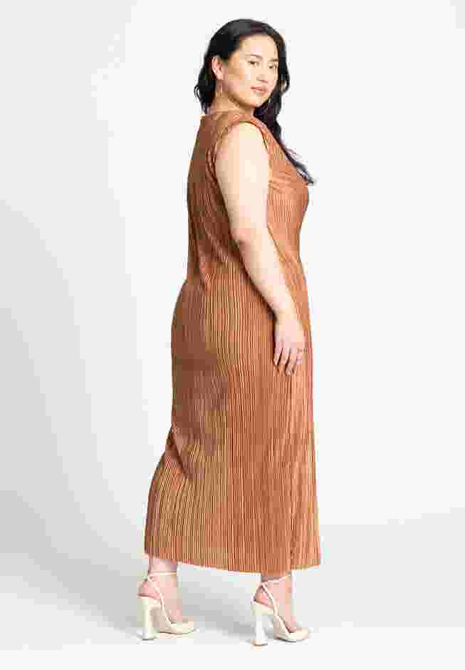 Plisse Short Sleeve Midi Dress image number 1