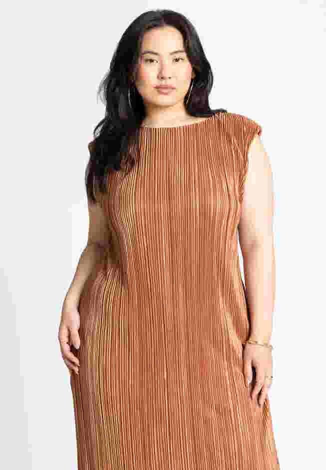 Plisse Short Sleeve Midi Dress image number 2