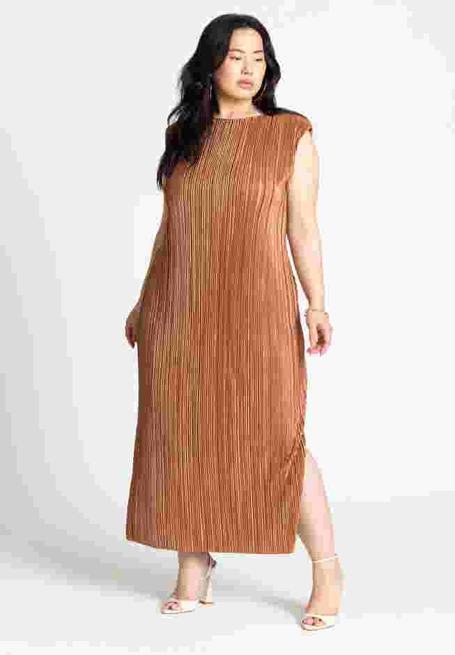 Plisse Short Sleeve Midi Dress image number 0