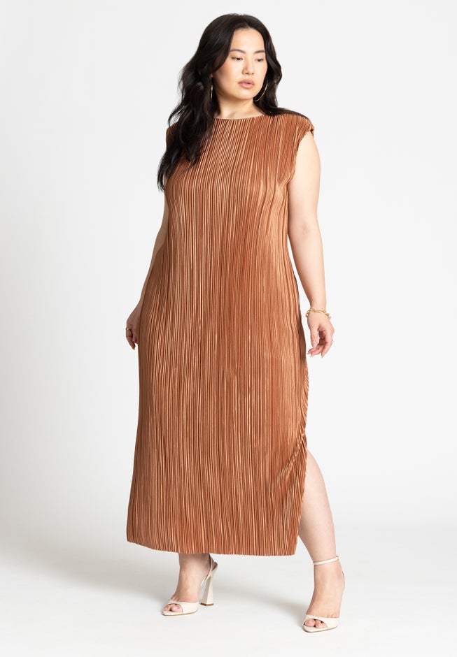 Plisse Short Sleeve Midi Dress image number 0