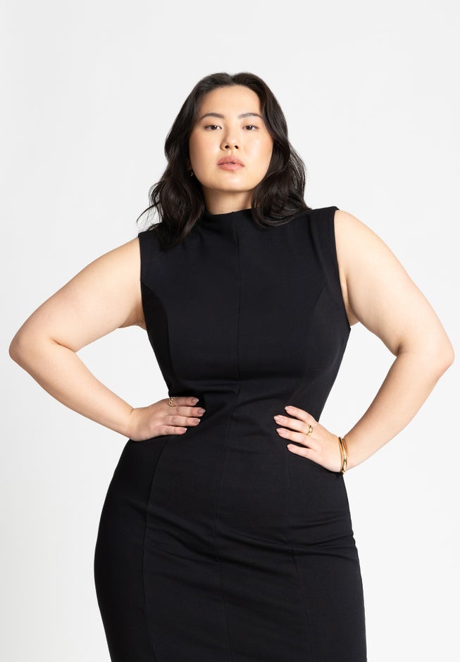 Mock Neck Stich Detail Dress image number null