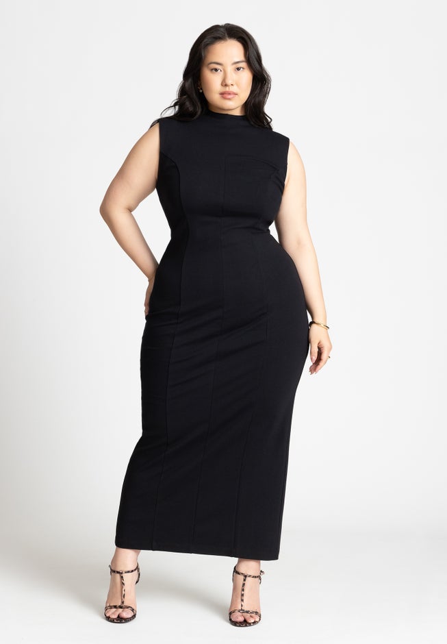 Mock Neck Stich Detail Dress image number null