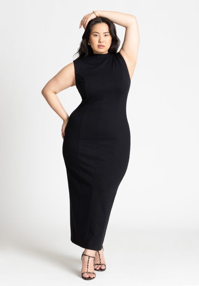 Mock Neck Stich Detail Dress image number null