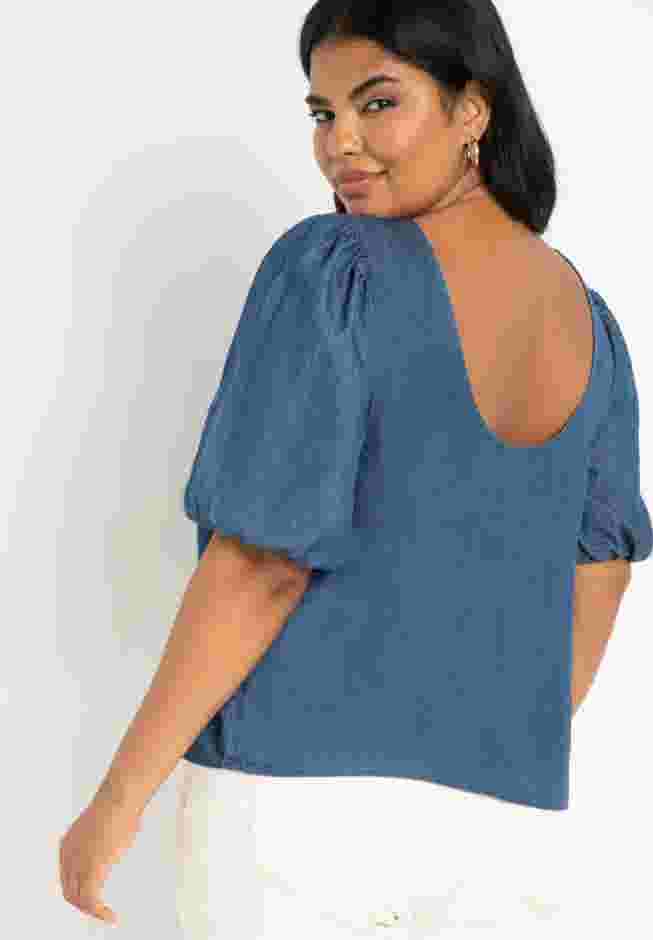 Denim Puff Sleeve Top image number 1
