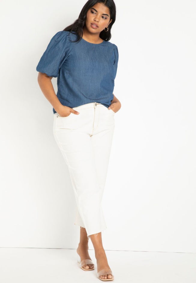 Denim Puff Sleeve Top image number 2