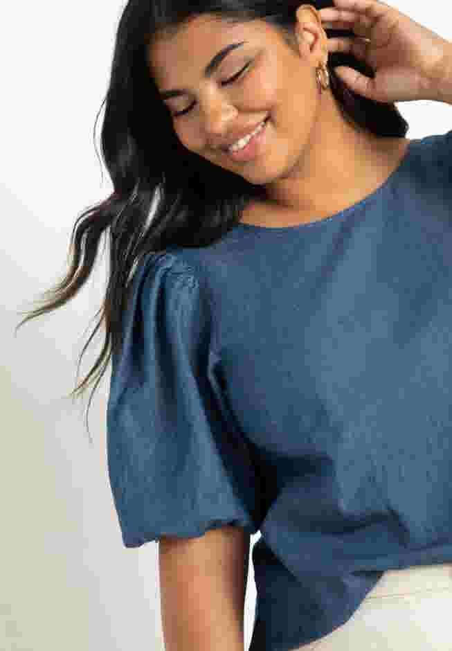 Denim Puff Sleeve Top image number 0