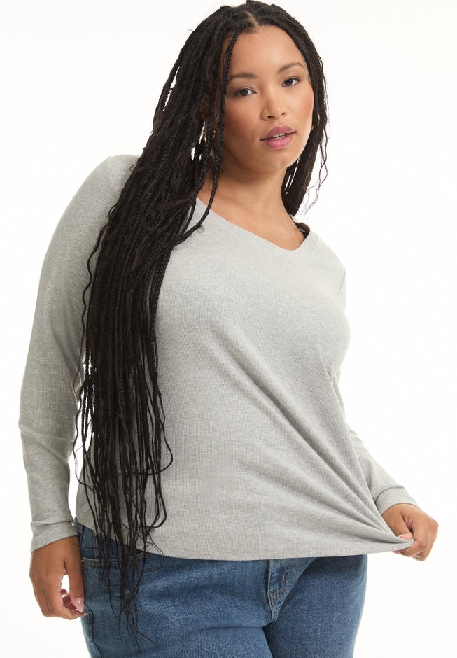 Ribbed Scoopneck Top image number 3