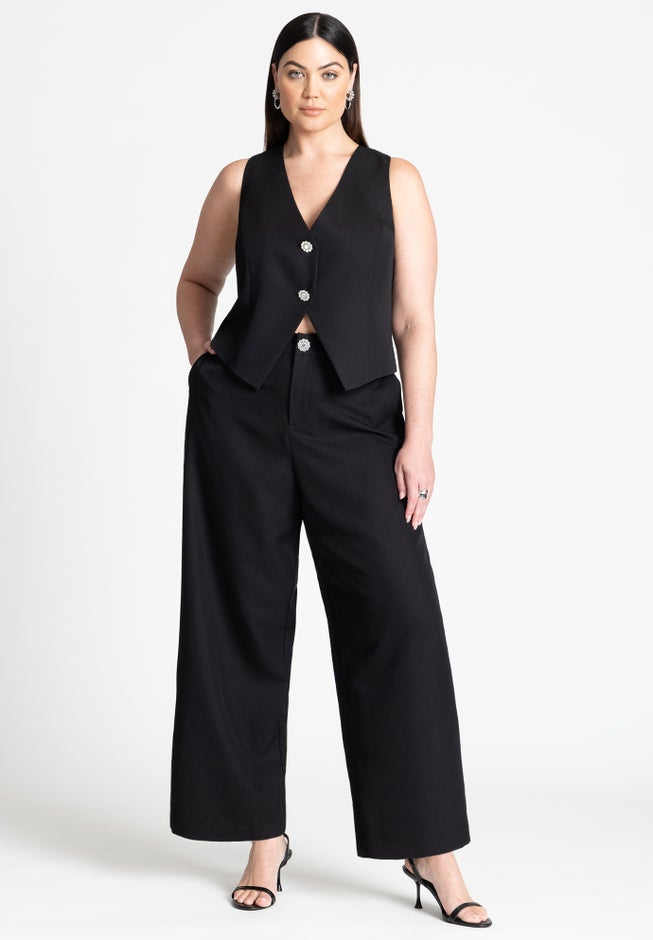 Crystal Button Fitted Vest image number null