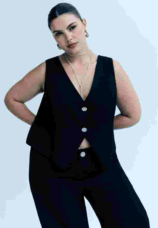 Crystal Button Fitted Vest image number 0