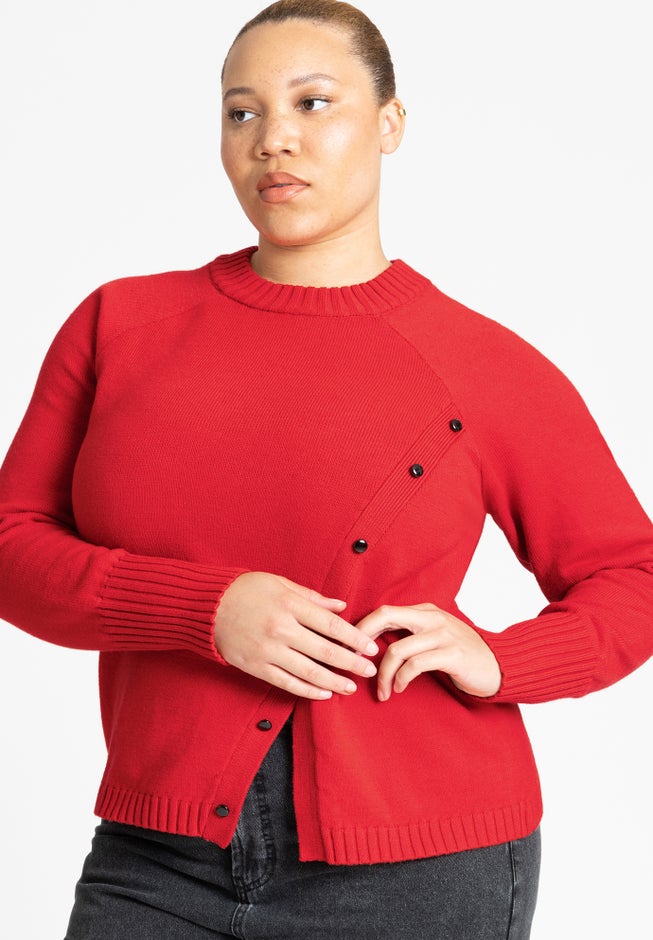 Asym Placket Sweater image number null