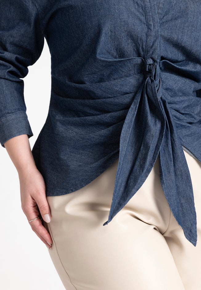 Tie Front Collared Blouse image number 2