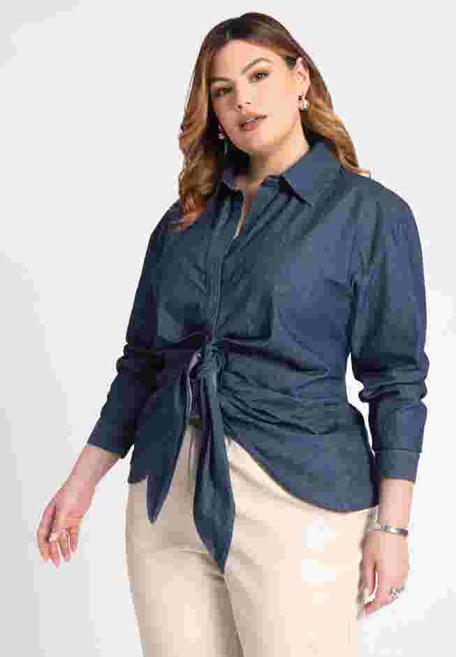Tie Front Collared Blouse image number 0