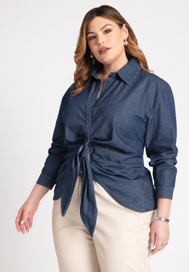 Tie Front Collared Blouse image number 0
