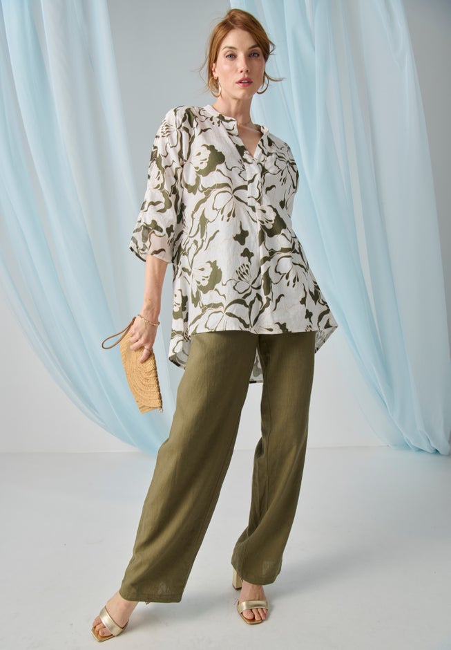 Lightweight Linen-Blend Straight-Leg Pants image number 2