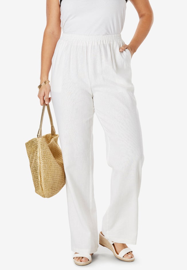 Lightweight Linen-Blend Straight-Leg Pants image number 3