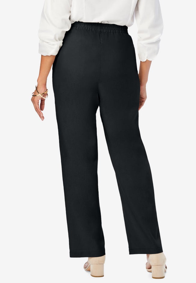 Lightweight Linen-Blend Straight-Leg Pants image number 1