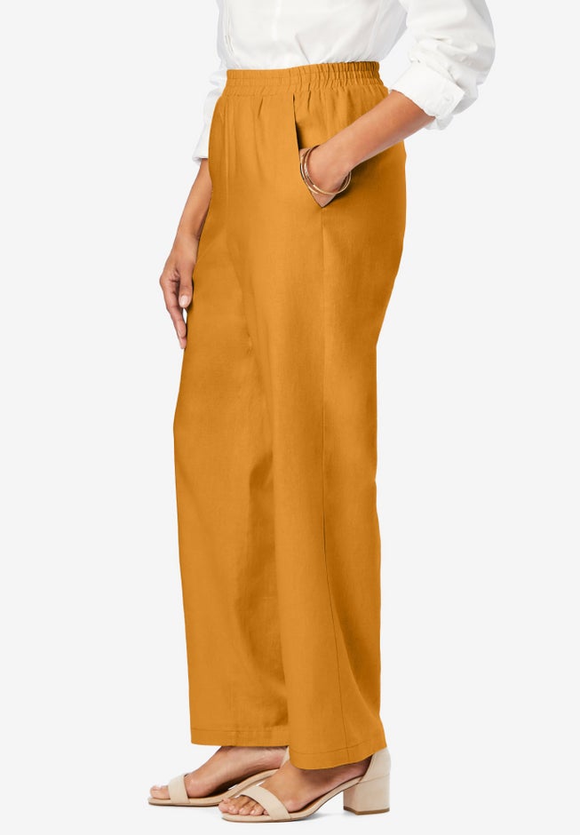 Lightweight Linen-Blend Straight-Leg Pants image number 2