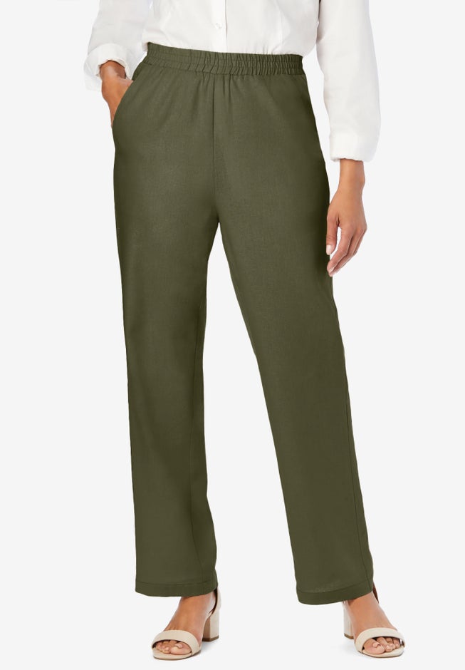 Lightweight Linen-Blend Straight-Leg Pants image number 0