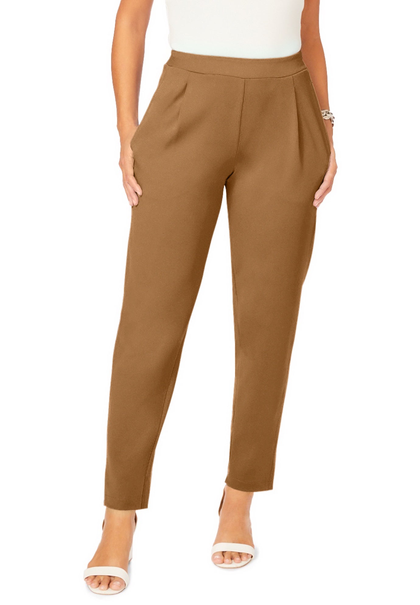 Stretch Knit Crepe Straight Leg Pants image number 0