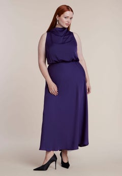 Draped Satin Maxi Dress