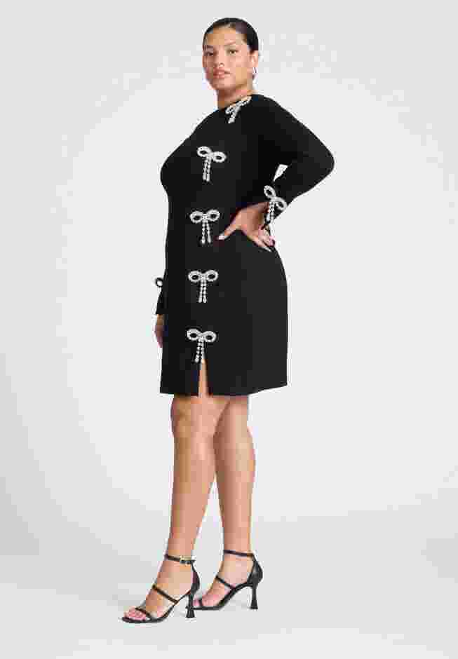 ELOQUII x kate spade new york Knit Crystal Bow Mini Dress image number 2