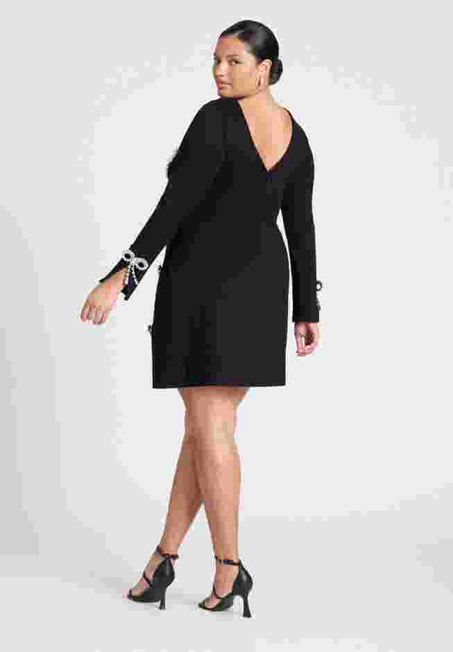 ELOQUII x kate spade new york Knit Crystal Bow Mini Dress image number 3