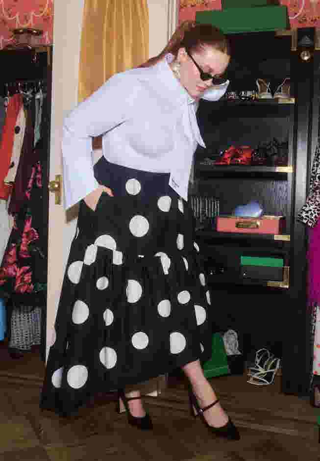 ELOQUII x kate spade new york Tiered Dot Maxi Skirt image number 0