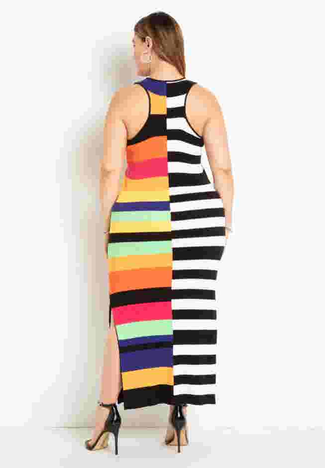 Mixed Stripe Ribbed Dress image number 3